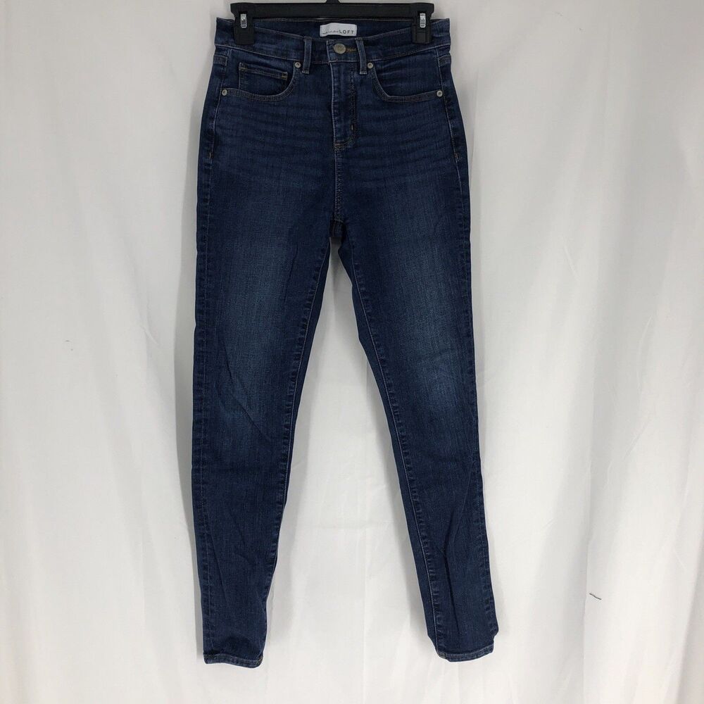 LOFT Women’s Blue Medium Wash High Waist Skinny Denim Jeans 5-Pocket Size 2
